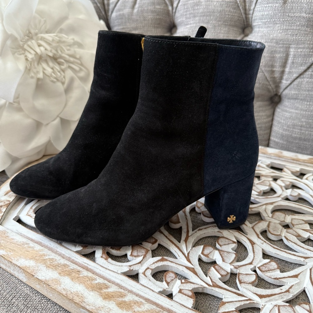Tory Burch Suede Leather Ankle Boots Heels Women’s 11 - Picture 6 of 12
